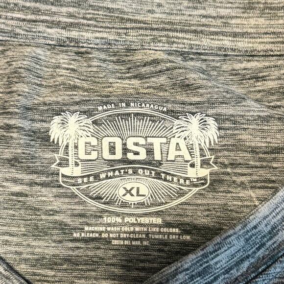 Costa Del Mar Performance Fishing Shirt Mens XL Gray Heather Long Sleeve UPF Tee - Picture 3 of 4